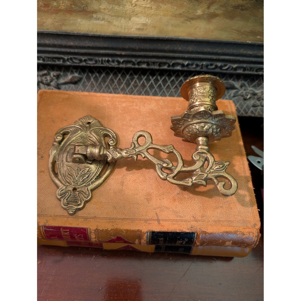 Vintage Mixed Metal Ornate Swivel Arm Wall Sconce Candle Holder Victorian